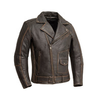 Wrath Men's Motorcycle Leather Jacket Men's MC Jacket First Manufacturing Company XS Brown 