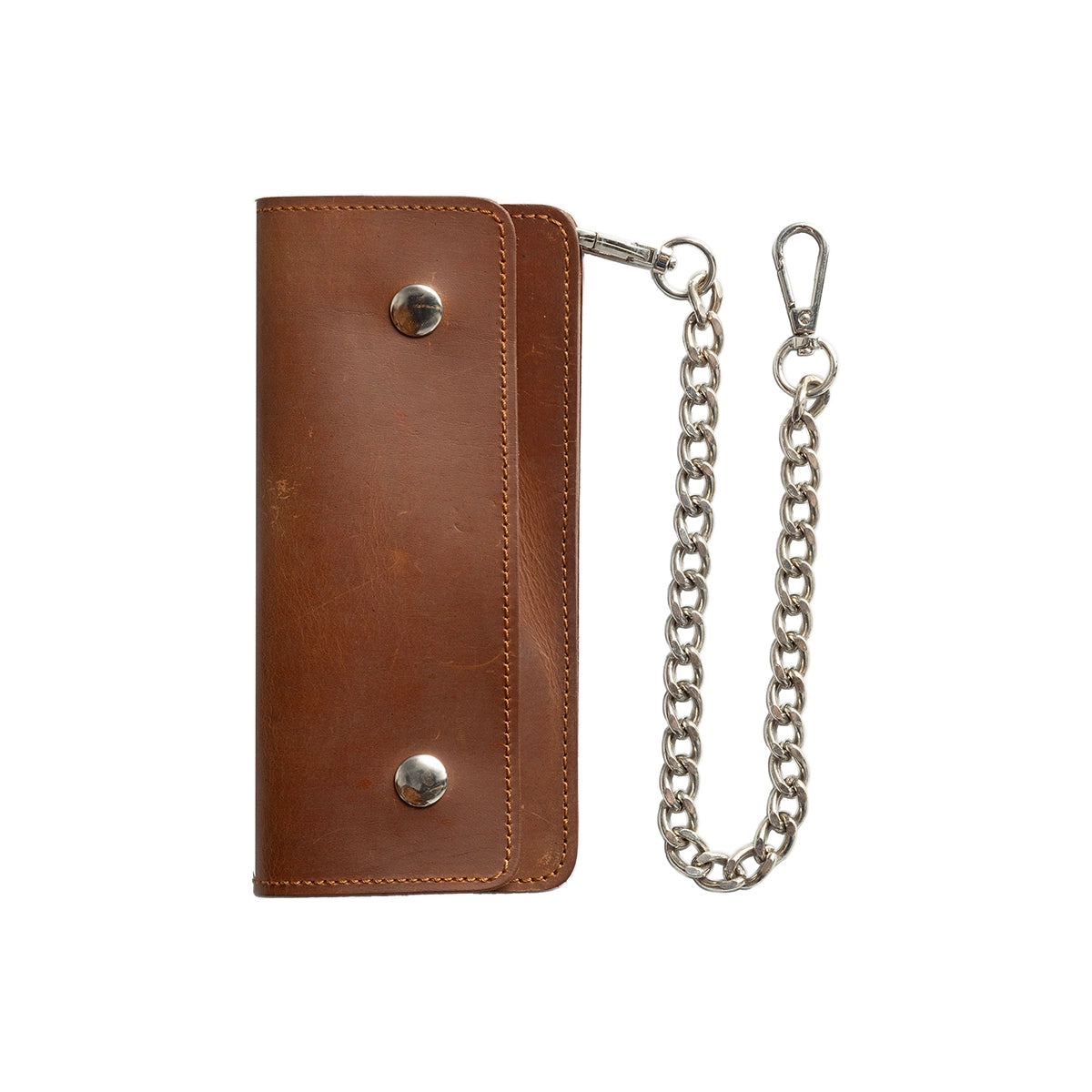 LARGE TRUCKER - Vegetable Tanned Leather Wallet Leather Wallet First Manufacturing Company AMBER Chrome