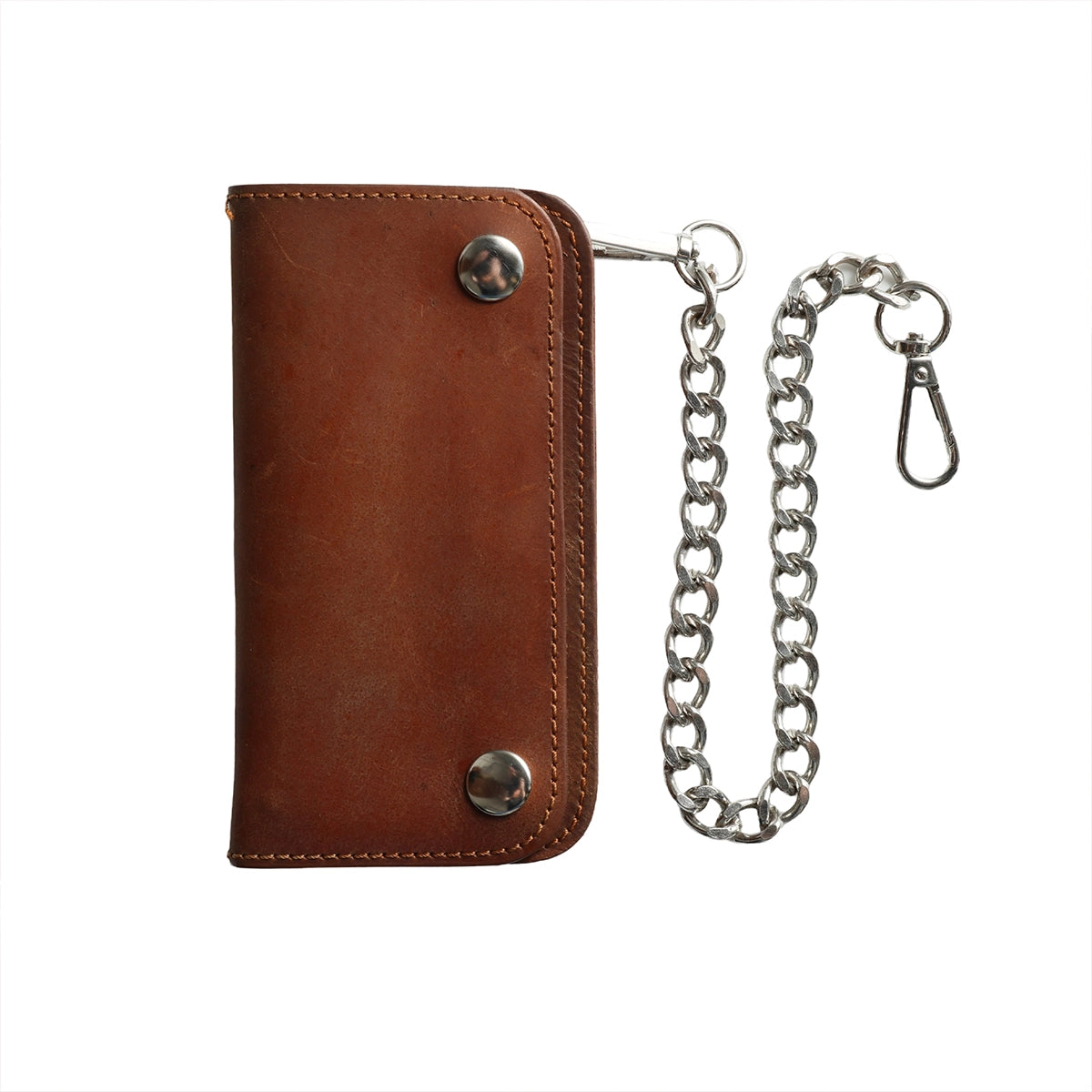 SMALL TRUCKER - Vegetable Tanned Leather Wallet Leather Wallet First Manufacturing Company AMBER Chrome