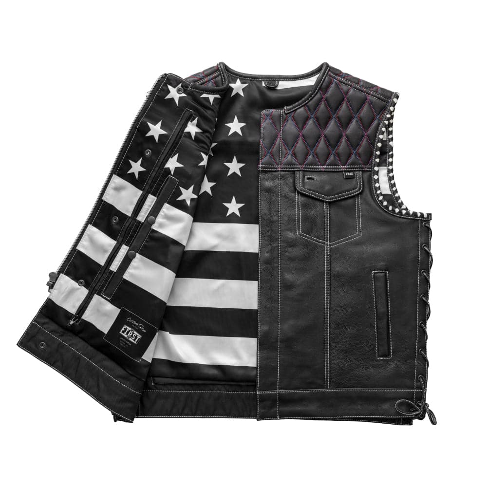 Hot high quality Leather Club Vest Vintage Flag