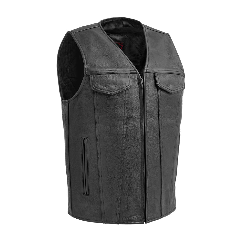 Badlands Men's Motorcycle Leather Vest Men's Leather Vest First Manufacturing Company Black XS