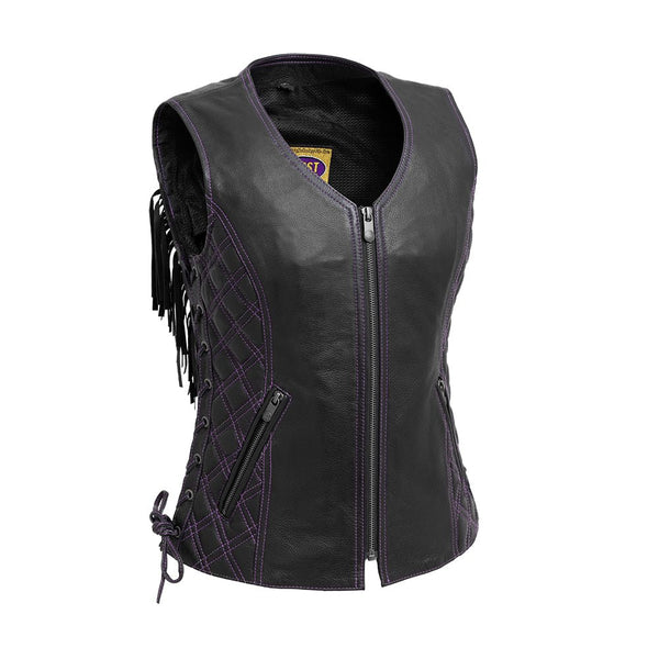 Bandida Women's Motorcycle Leather Vest Women's Leather Vest Vests Black XS