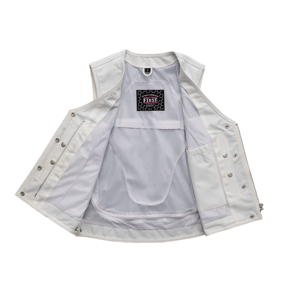 Beryl - Women's Motorcycle Leather Vest - White Women's Leather Vest First Manufacturing Company   