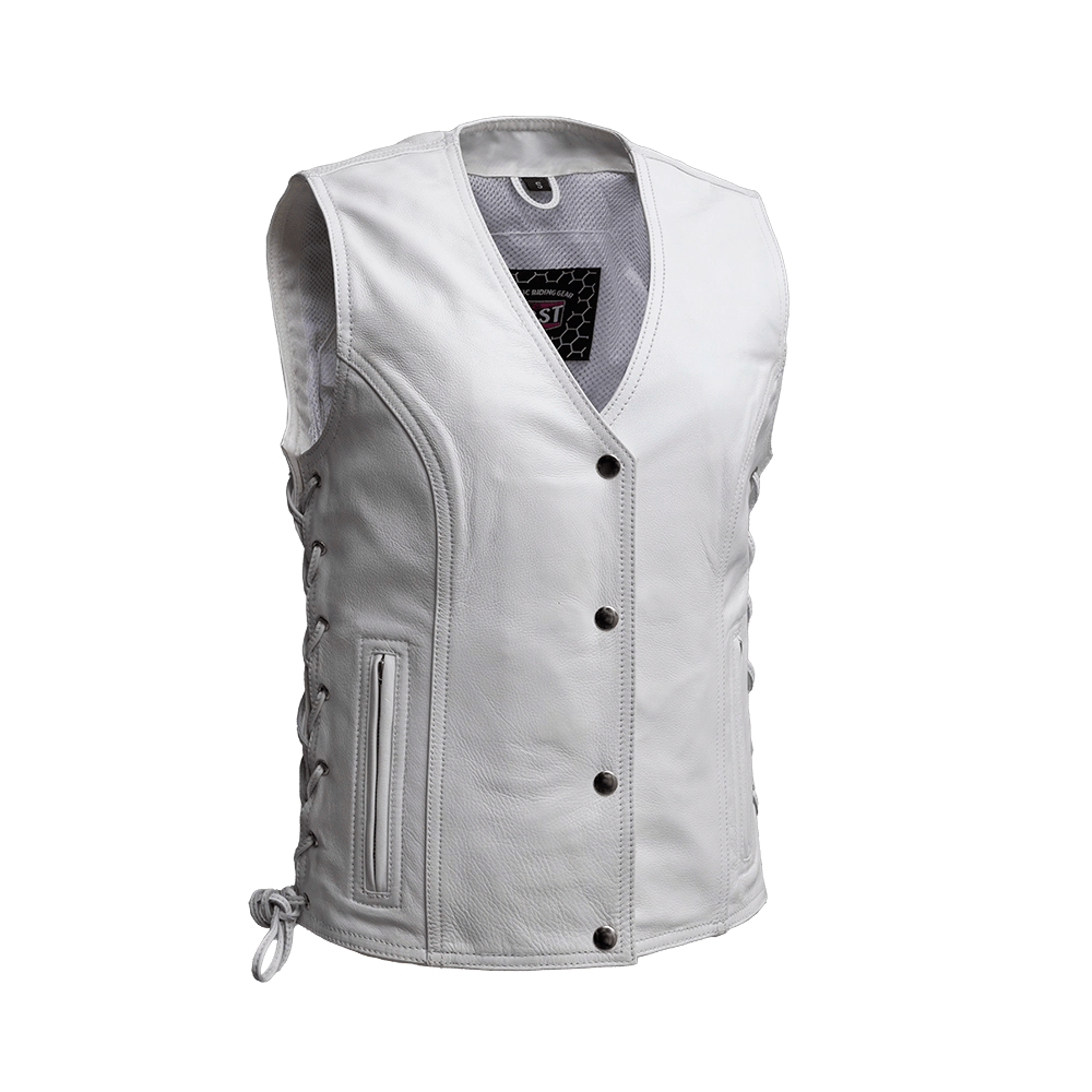 Beryl - Women's Motorcycle Leather Vest - White Women's Leather Vest First Manufacturing Company White XS 