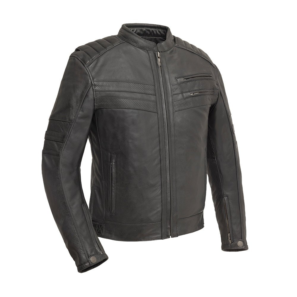 BiTurbo - Men's Leather Motorcycle Jacket Men's Leather Jacket First Manufacturing Company Black S