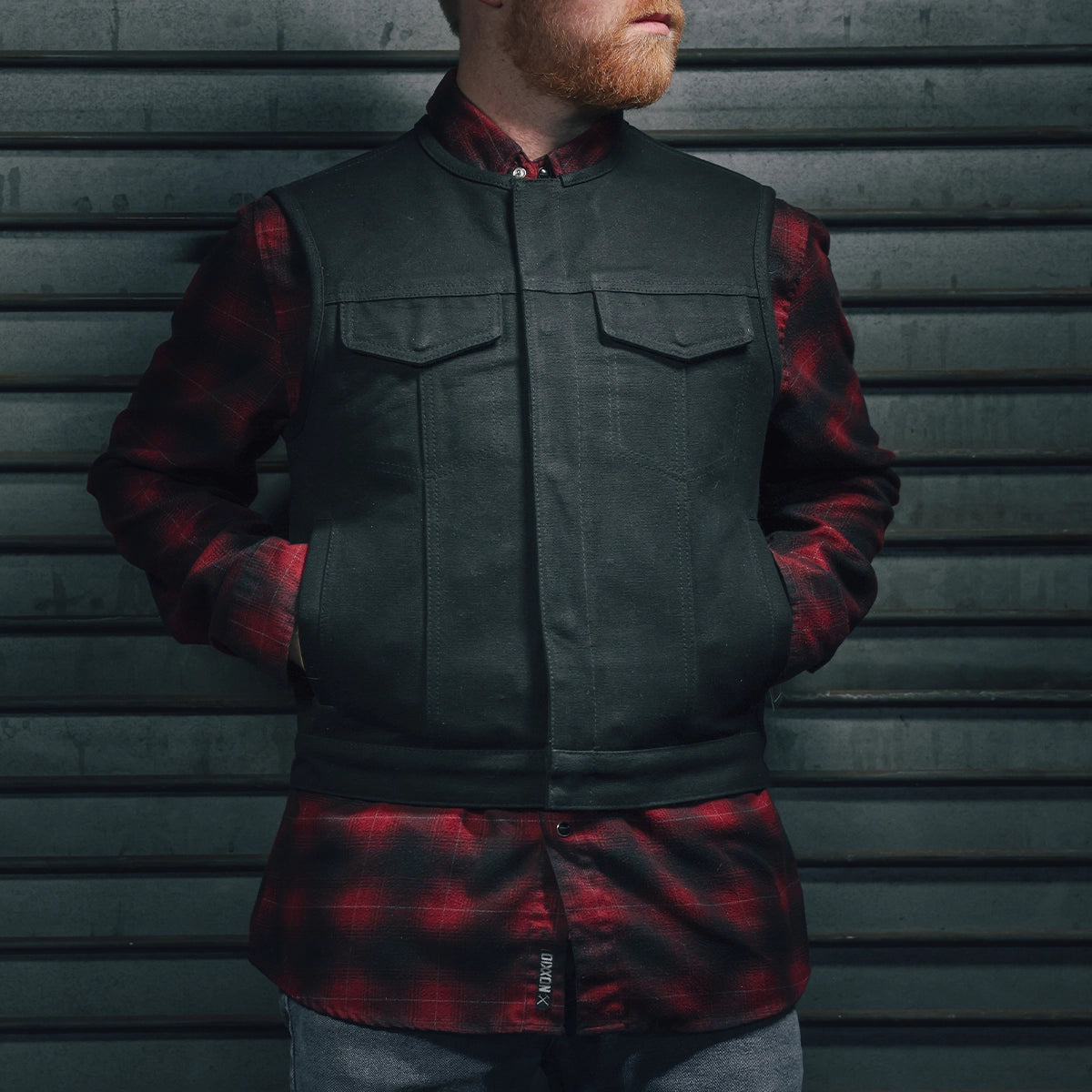 Lowside Black Men's Motorcycle Canvas Vest Men's Canvas Vests First Manufacturing Company