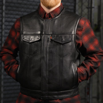 Lowside Men's Motorcycle Leather Vest - First MFG Co
