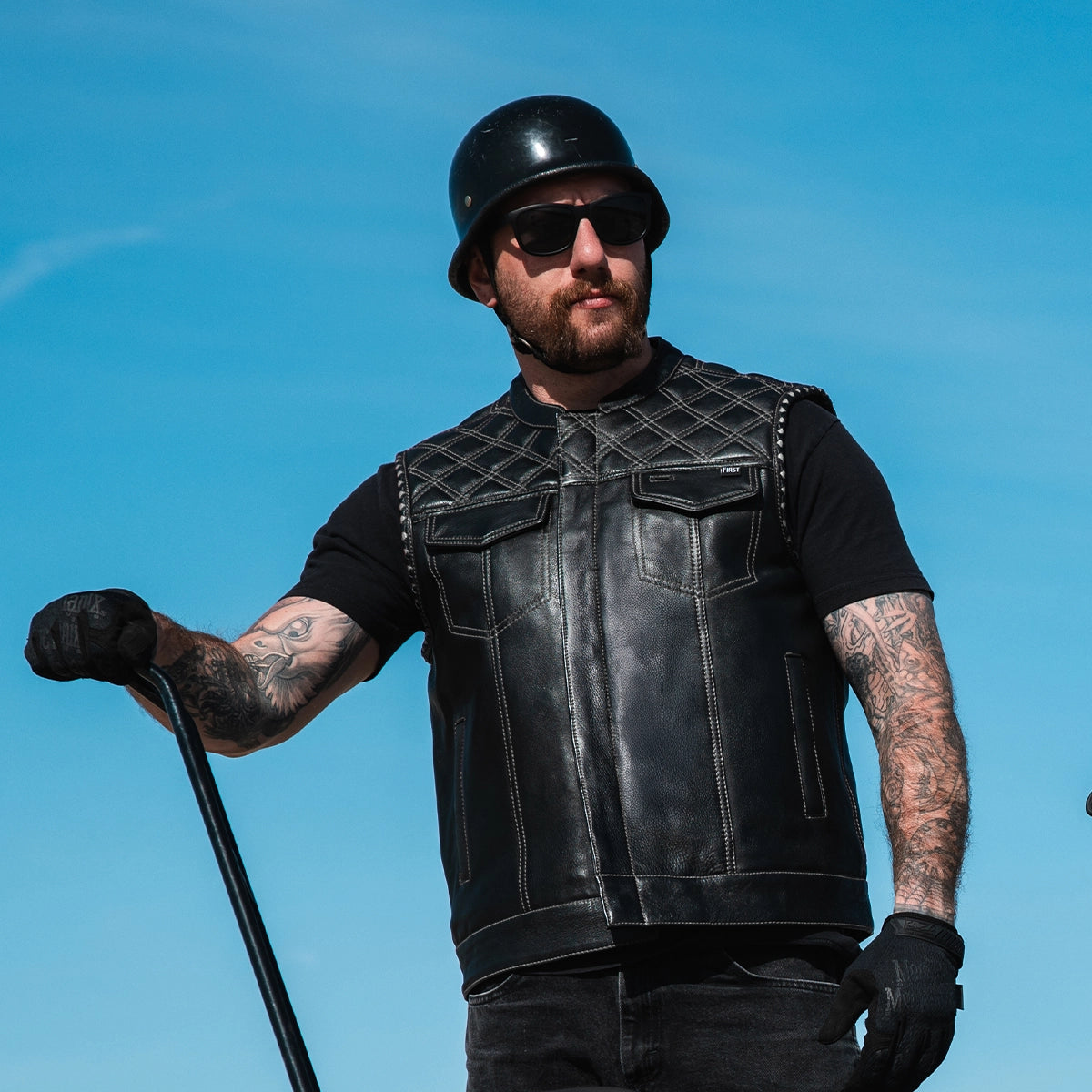 Sinister - Men's Motorcycle Leather Vest Men's Leather Vest First Manufacturing Company