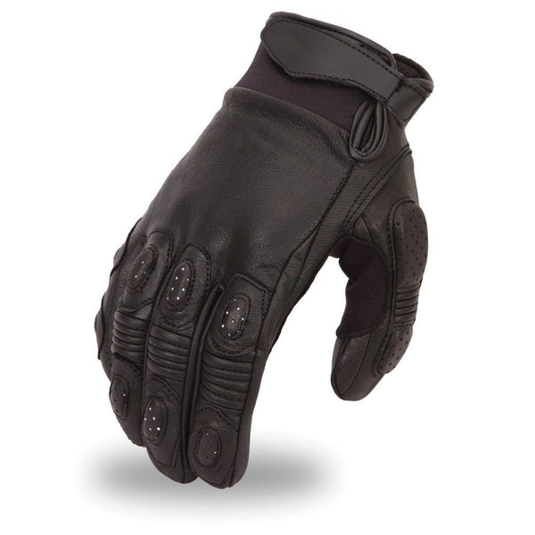 Blitz Men's Leather Motorcycle Gloves Men's Gloves Accessories Black XS
