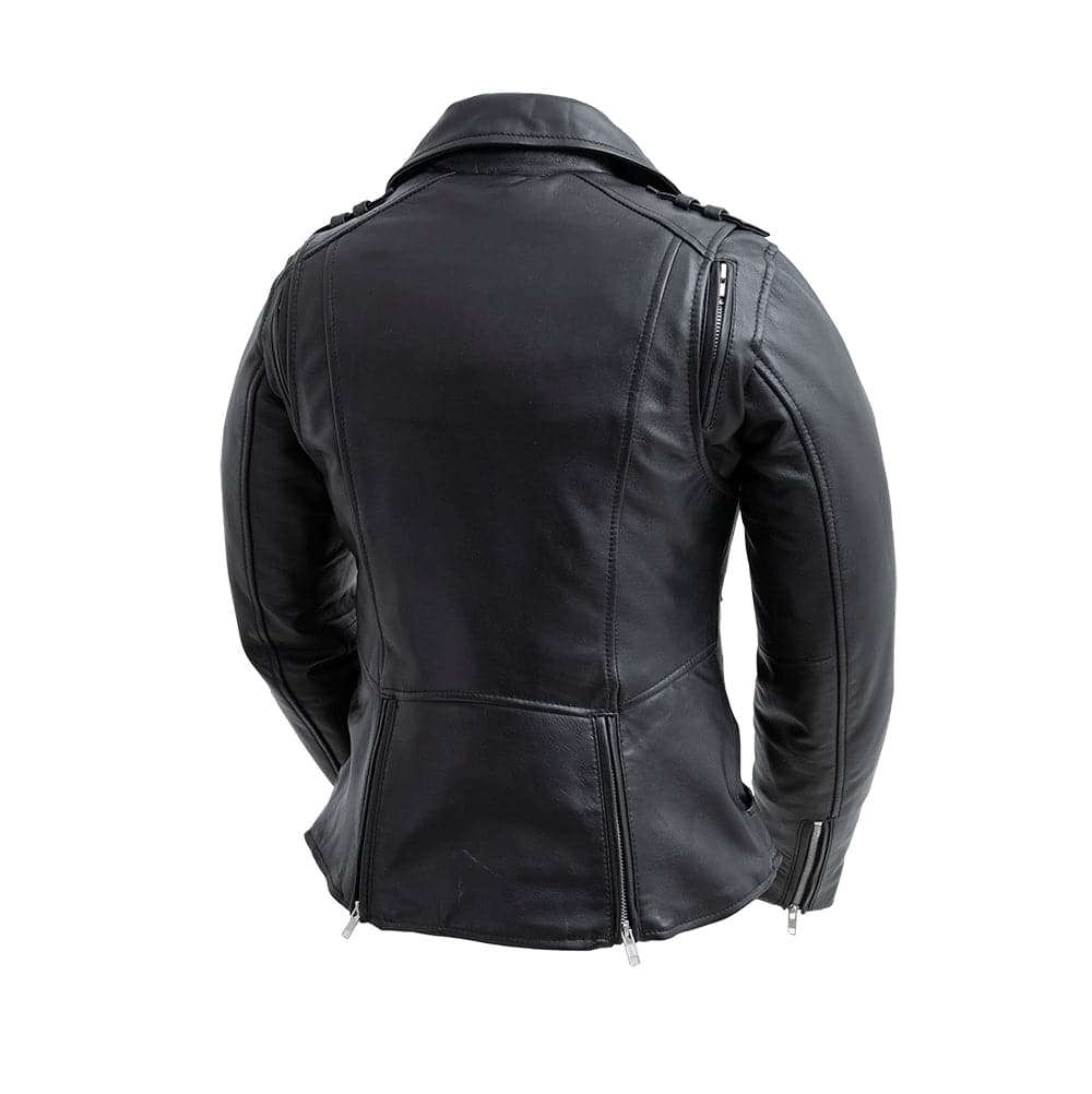 ladies leather motorcycle jacket