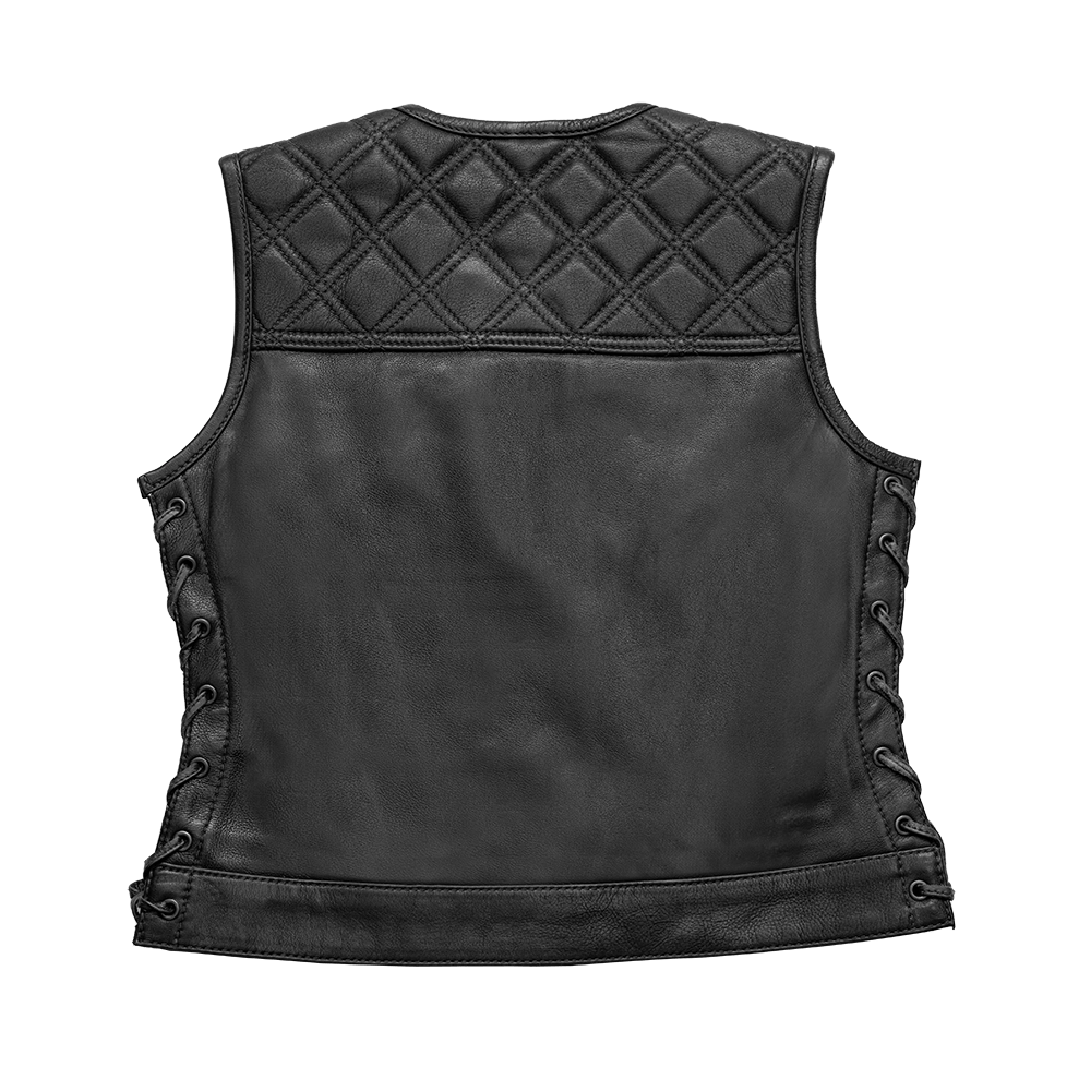 Bonnie - Women's Motorcycle Leather Vest - Diamond Quilt Women's Leather Vest First Manufacturing Company   