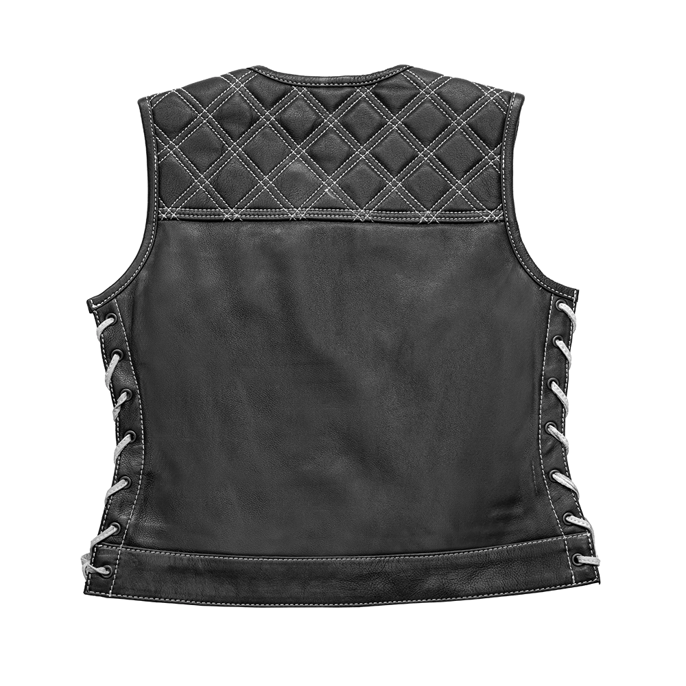 Bonnie - Women's Motorcycle Leather Vest - Diamond Quilt Women's Leather Vest First Manufacturing Company   