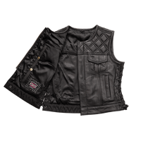 Bonnie - Women's Motorcycle Leather Vest - Diamond Quilt Women's Leather Vest First Manufacturing Company   