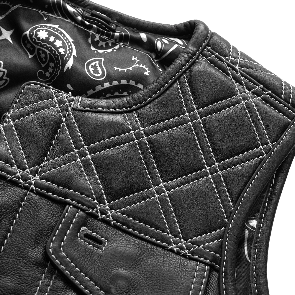 Bonnie - Women's Motorcycle Leather Vest - Diamond Quilt Women's Leather Vest First Manufacturing Company   