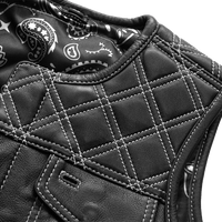 Bonnie - Women's Motorcycle Leather Vest - Diamond Quilt Women's Leather Vest First Manufacturing Company   