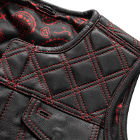 Bonnie - Women's Motorcycle Leather Vest - Diamond Quilt Women's Leather Vest First Manufacturing Company   