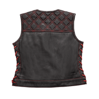 Bonnie - Women's Motorcycle Leather Vest - Diamond Quilt Women's Leather Vest First Manufacturing Company   