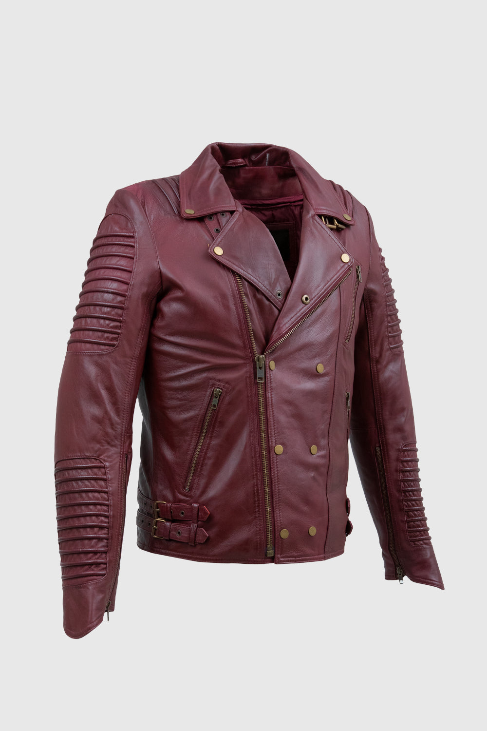 Brooklyn Mens Lambskin Leather Jacket Men's Motorcycle style Jacket FMCo Oxblood S 