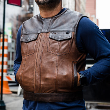 Lowside Gunner Men's Perforated Leather Vest Lowside Gunner Men's Perforated Leather Vest