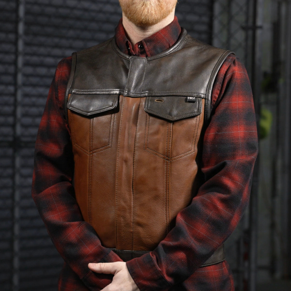 Lowside Rider Men's Motorcycle Leather Vest Men's Leather Vest First Manufacturing Company