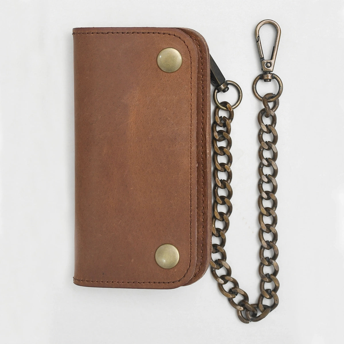 SMALL TRUCKER - Vegetable Tanned Leather Wallet Leather Wallet First Manufacturing Company CAMEL Antique Brass