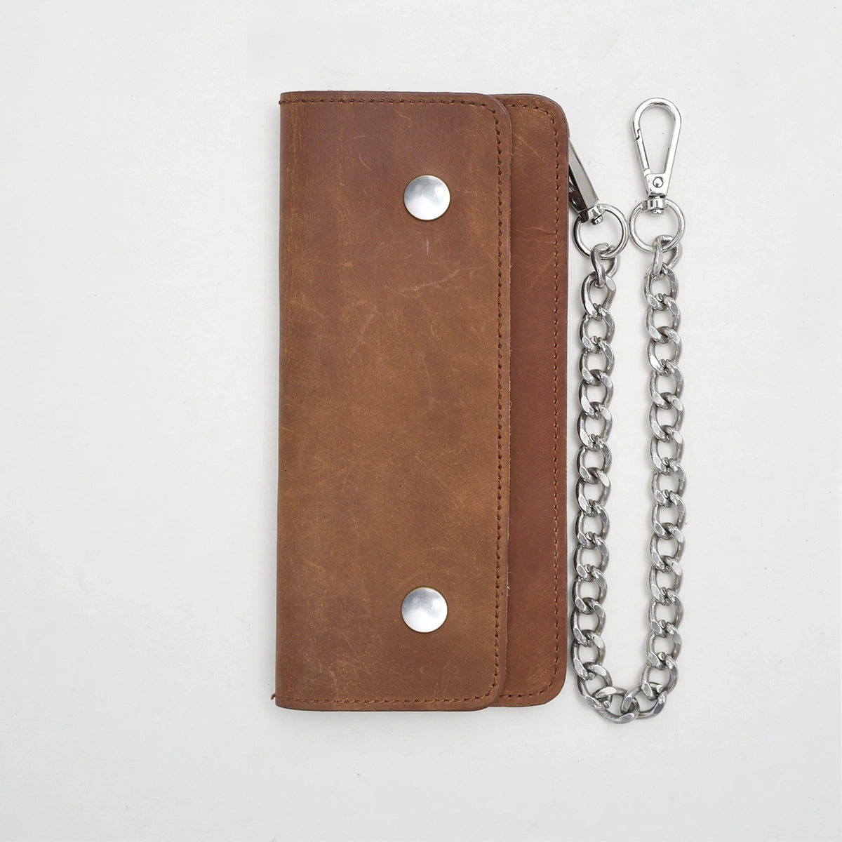 LARGE TRUCKER - Vegetable Tanned Leather Wallet Leather Wallet First Manufacturing Company CAMEL Chrome