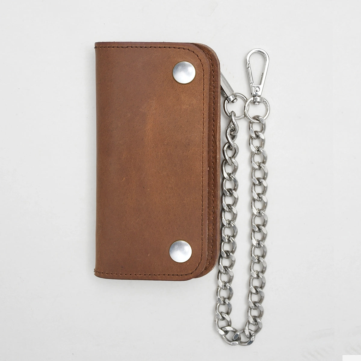 SMALL TRUCKER - Vegetable Tanned Leather Wallet Leather Wallet First Manufacturing Company CAMEL Chrome
