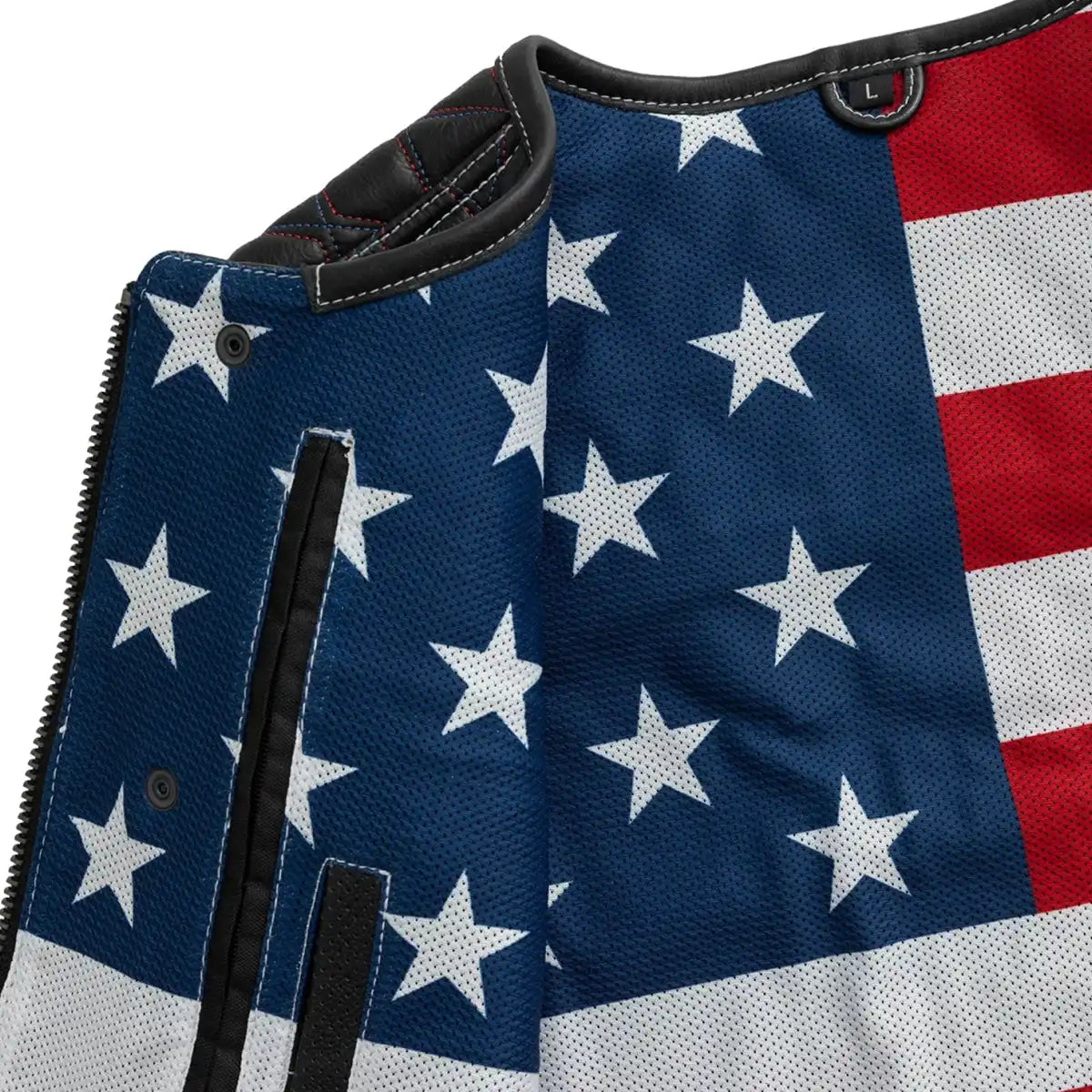 Captain Perforated Men's Motorcycle Leather Vest Men's Perforated Leather Vest First Manufacturing Company