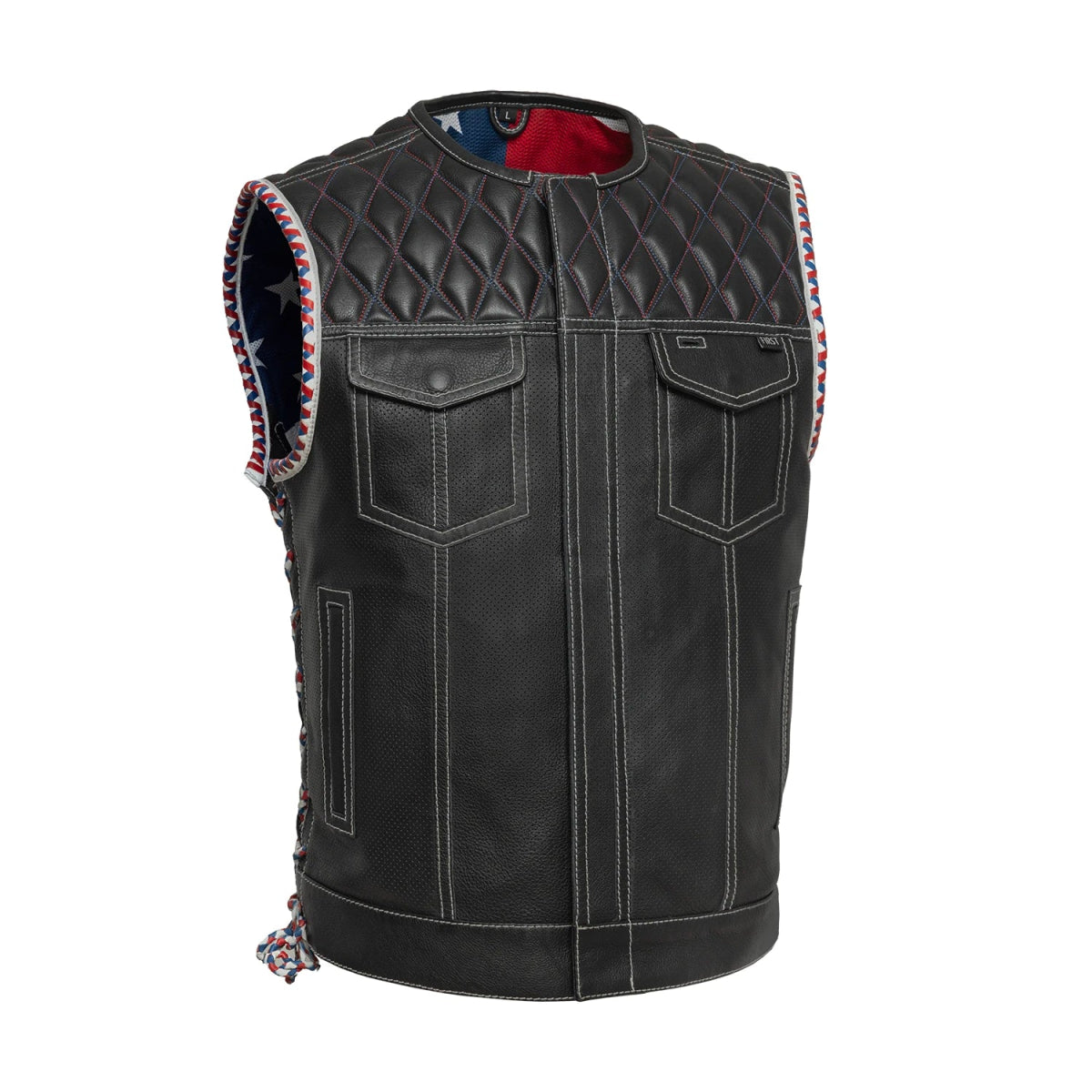 First Manufacturing Llc Captain Perforated Men's Motorcycle Leather Vest
