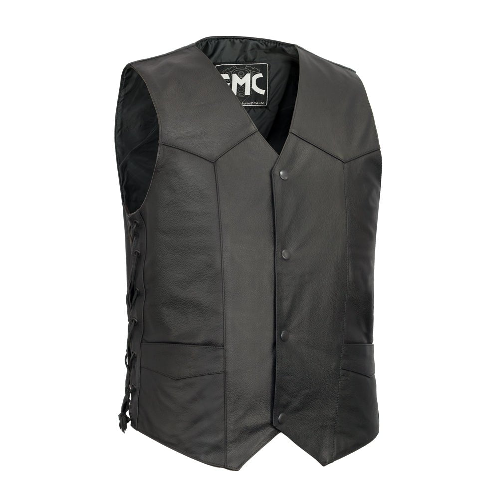 Carbine Men's Western Style Leather Motorcycle Vest Men's Leather Vest Vests Black S