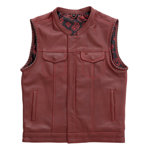 Carmine - Men's Leather Motorcycle Vest - Limited Edition Factory Customs Vests S