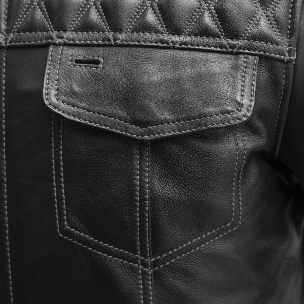 Cinder Men's Cafe Style Leather Jacket Men's Leather Jacket First Manufacturing Company