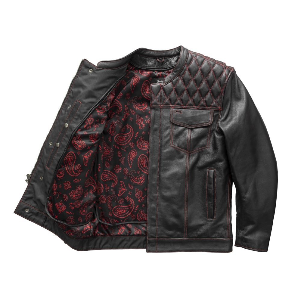 Cinder Men's Cafe Style Leather Jacket Men's Leather Jacket First Manufacturing Company