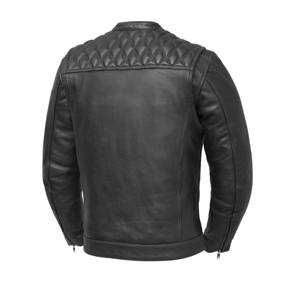 Cinder Men's Cafe Style Leather Jacket Men's Leather Jacket First Manufacturing Company