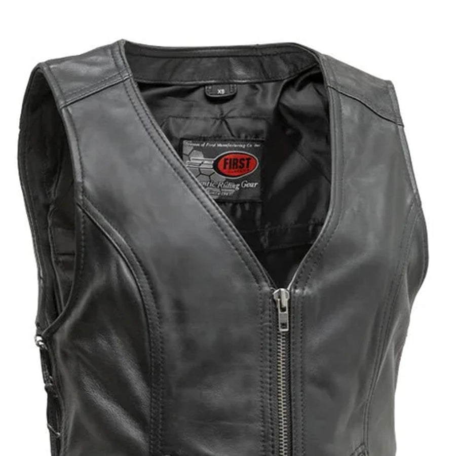 Cindy Women's Leather Motorcycle Vest – First MFG Co