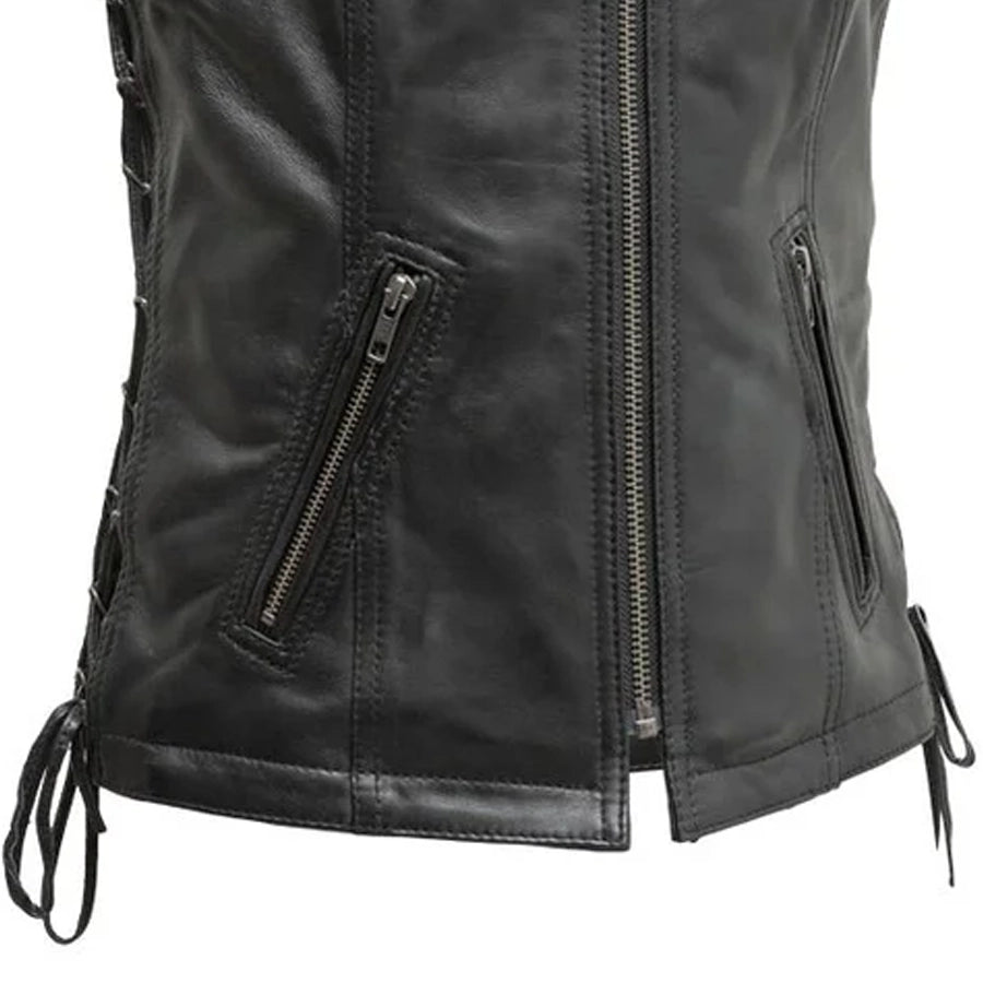 Cindy Women's Leather Motorcycle Vest Women's Leather Vest First Manufacturing Company