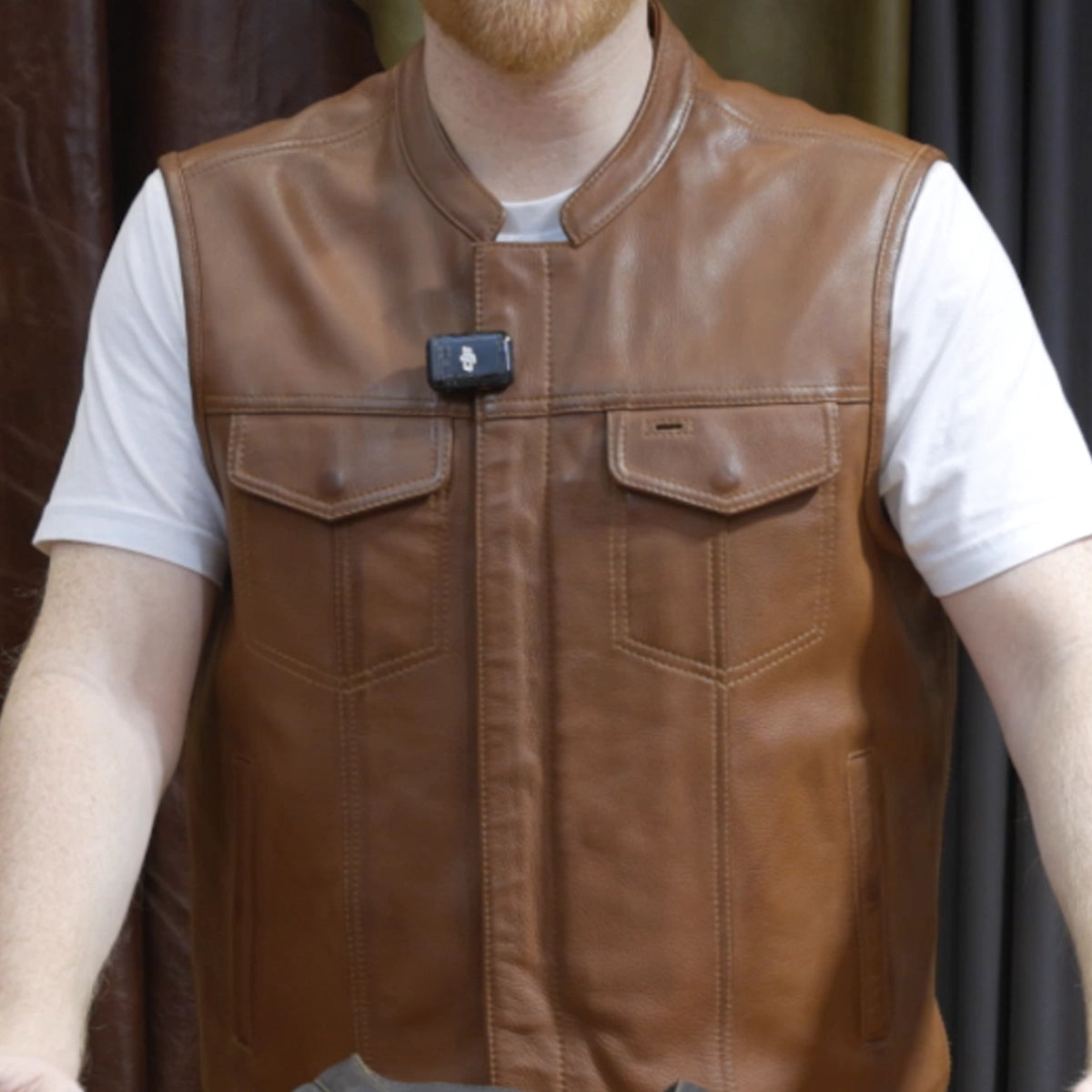 Sharp Shooter Men's Motorcycle Leather Vest Men's Leather Vest First Manufacturing Company