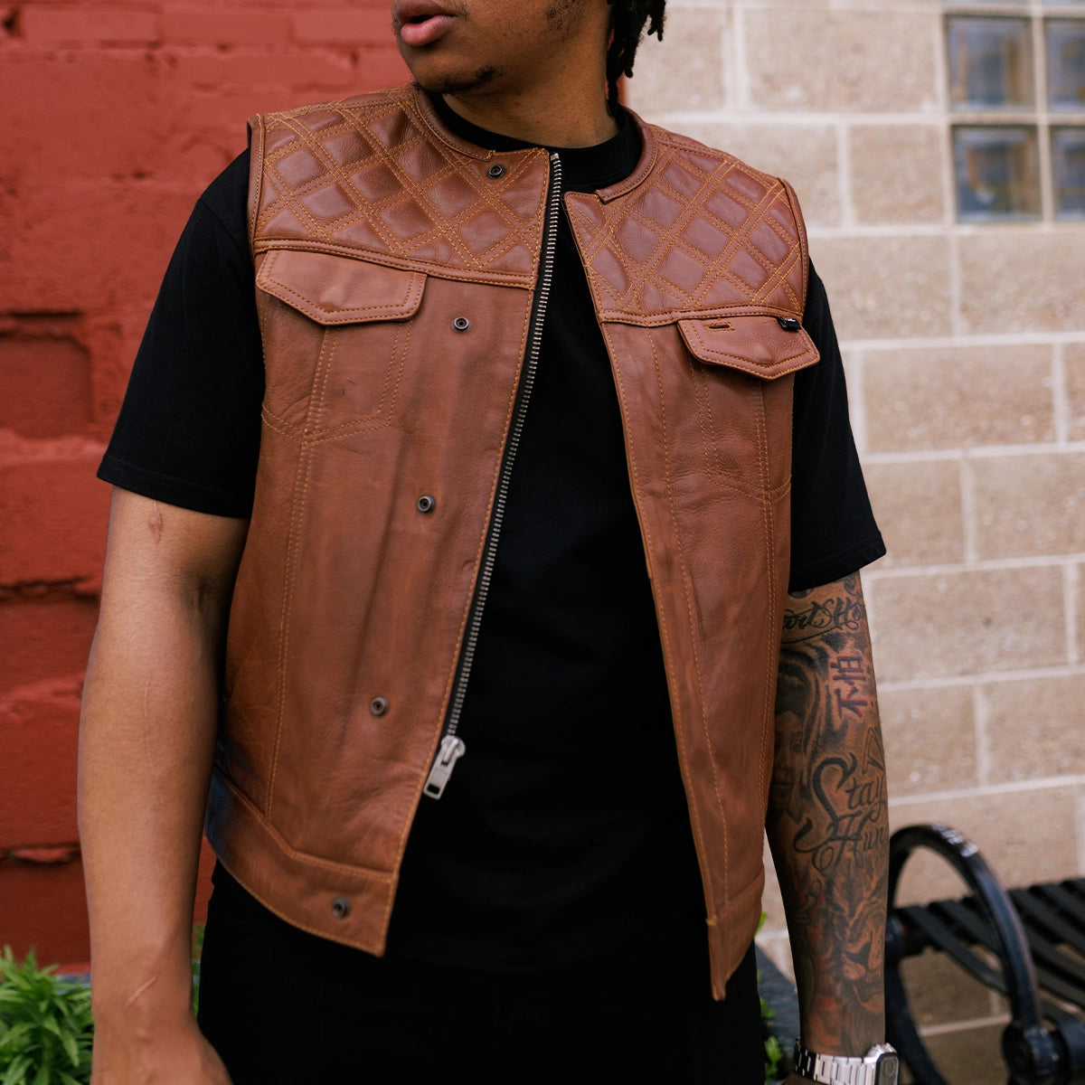 Timber Men's motorcycle leather vest (limited edition) Men's Leather Vest First Manufacturing Company