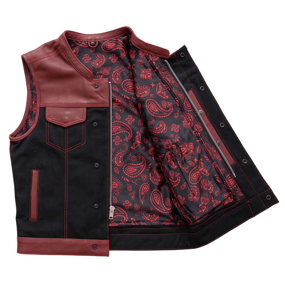 Crusher - Men's Leather/Canvas Motorcycle Vest - Limited Edition Factory Customs Vests