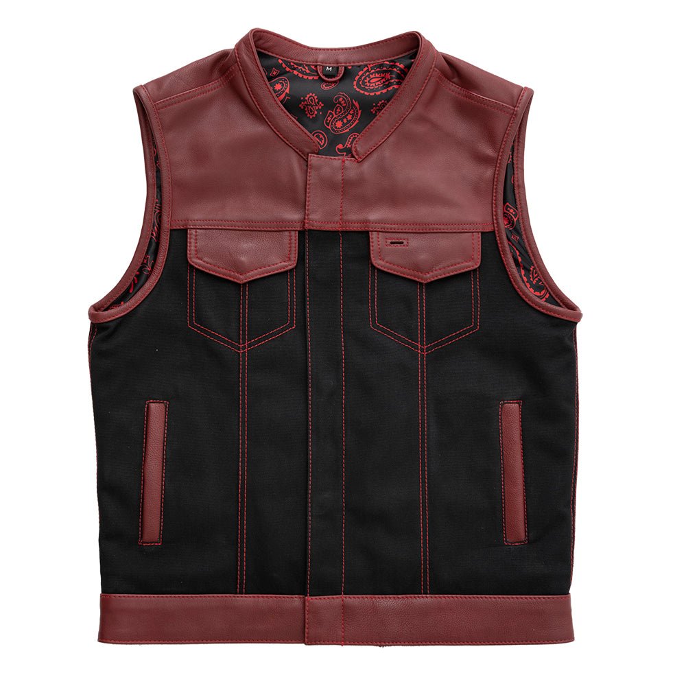 Crusher - Men's Leather/Canvas Motorcycle Vest - Limited Edition Factory Customs Vests S