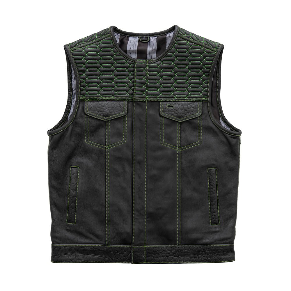 Crysis - Men's Leather Motorcycle Vest - Limited Edition Factory Customs Vests S