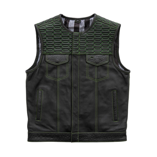 Crysis - Men's Leather Motorcycle Vest - Limited Edition Factory Customs Vests S