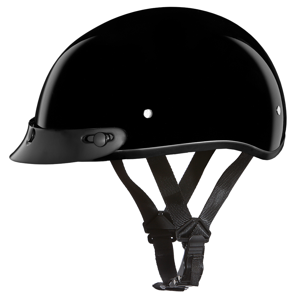 DOT Approved Daytona Skull Cap Half Shell Motorcycle Helmet - Beanie Style for Motorcycles, Cruisers, Scooters, and Mopeds - Hi-Gloss Black DAYTONA SKULL CAP Daytona Helmets