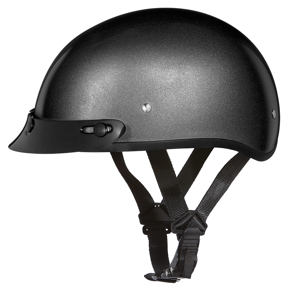 DOT Approved Daytona Skull Cap Half Shell Motorcycle Helmet - Beanie Style for Motorcycles, Cruisers, Scooters, and Mopeds - Gun Metal Grey Metallic DAYTONA SKULL CAP Daytona Helmets