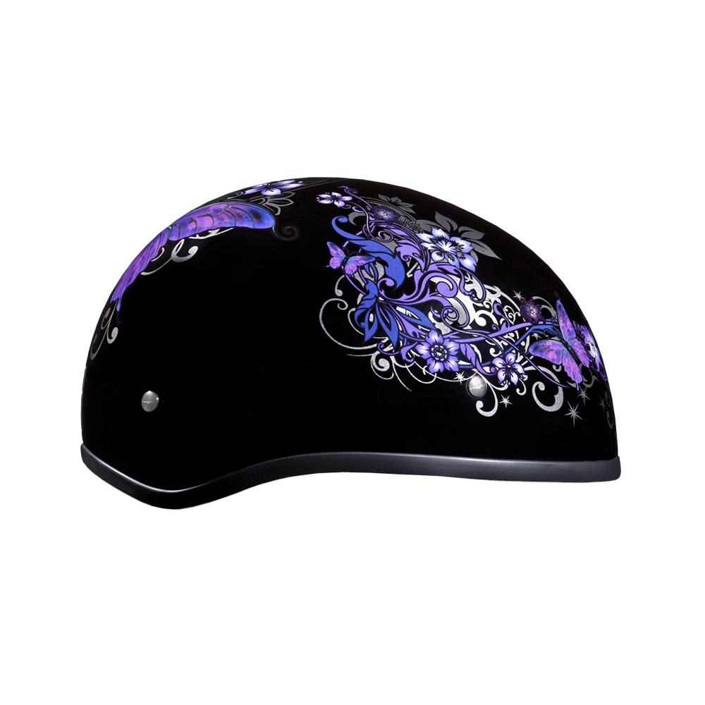 DOT Approved Daytona Motorcycle Half Face Helmet - Skull Cap Graphics for Men & Women, Scooters, ATVs, UTVs & Choppers - W/ Butterfly DAYTONA SKULL CAP - GRAPHICS Daytona Helmets