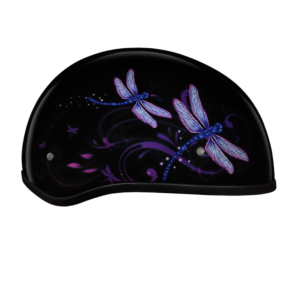 DOT Approved Daytona Motorcycle Half Face Helmet - Skull Cap Graphics for Men & Women, Scooters, ATVs, UTVs & Choppers - W/ Dragonfly DAYTONA SKULL CAP - GRAPHICS Daytona Helmets