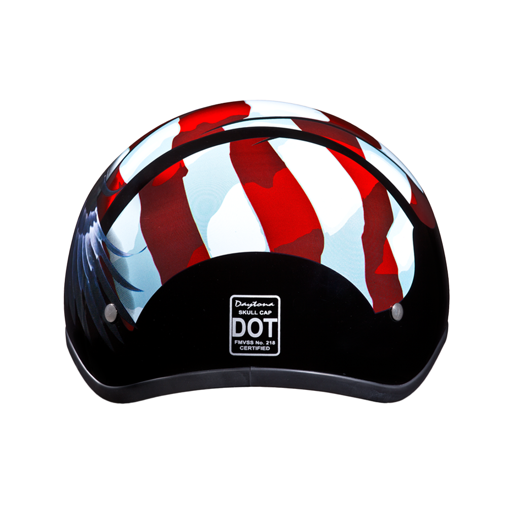DOT Approved Daytona Motorcycle Half Face Helmet - Skull Cap Graphics for Men & Women, Scooters, ATVs, UTVs & Choppers - W/ Freedom DAYTONA SKULL CAP - GRAPHICS Daytona Helmets