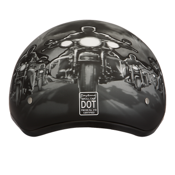 daytona motorcycle half helmets DOT Approved Face Helmet - Skull Cap Graphics for Men & Women, Scooters, ATVs, UTVs & Choppers - W/ Guns daiwa cast izm 25 BME-CIS Custom Formed Interior For Size:Xlarge