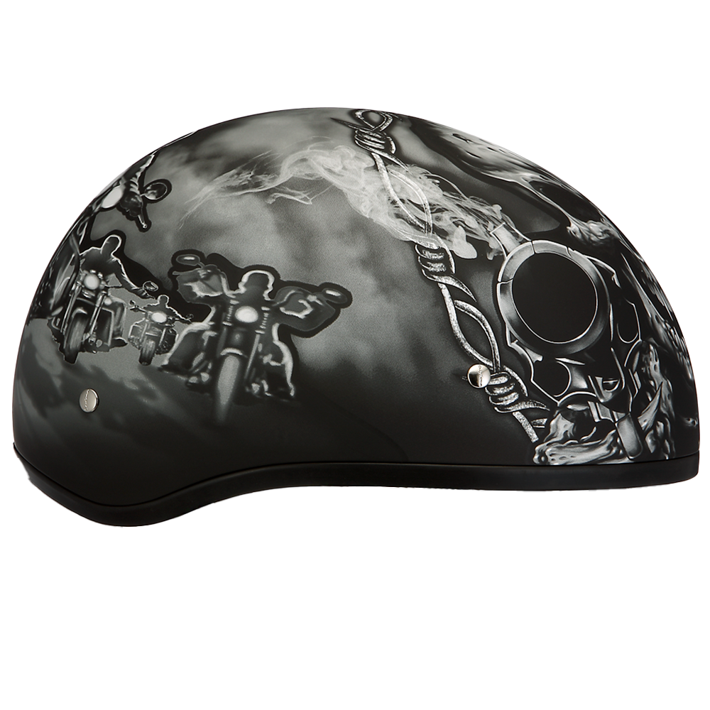 DOT Approved Daytona Motorcycle Half Face Helmet - Skull Cap Graphics for Men & Women, Scooters, ATVs, UTVs & Choppers - W/ Guns DAYTONA SKULL CAP - GRAPHICS Daytona Helmets