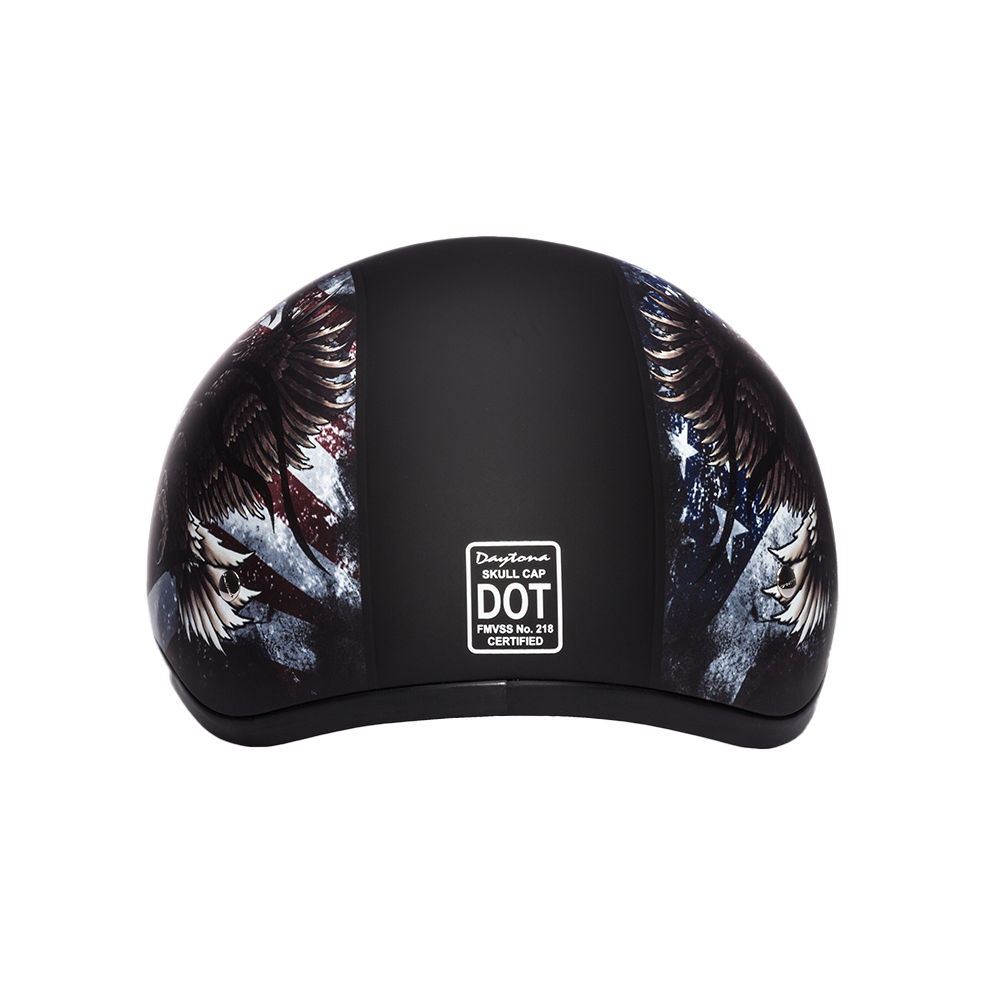 DOT Approved Daytona Motorcycle Half Face Helmet - Skull Cap Graphics for Men & Women, Scooters, ATVs, UTVs & Choppers - W/ USA DAYTONA SKULL CAP - GRAPHICS Daytona Helmets